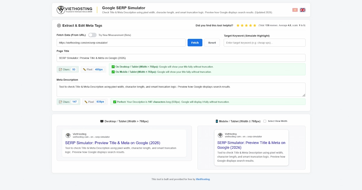 SERP Simulator: Preview Title & Meta on Google (2026)